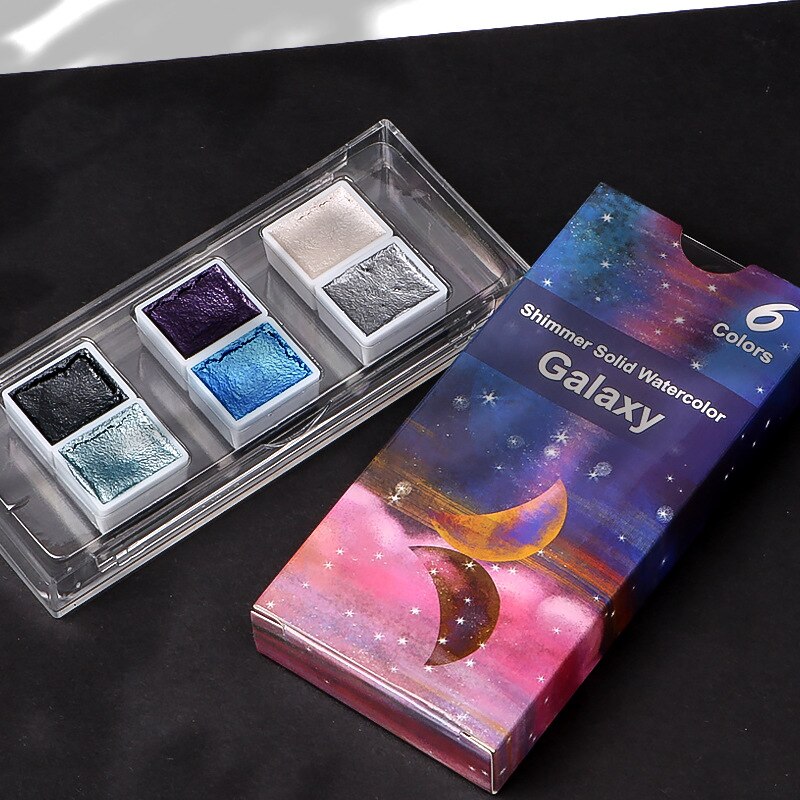 6/12 Pearl Solid Watercolor Paints Metallic Pigment Art Glitter Paint Acrylic Paints Paint By Numbers: Galaxy-6colors