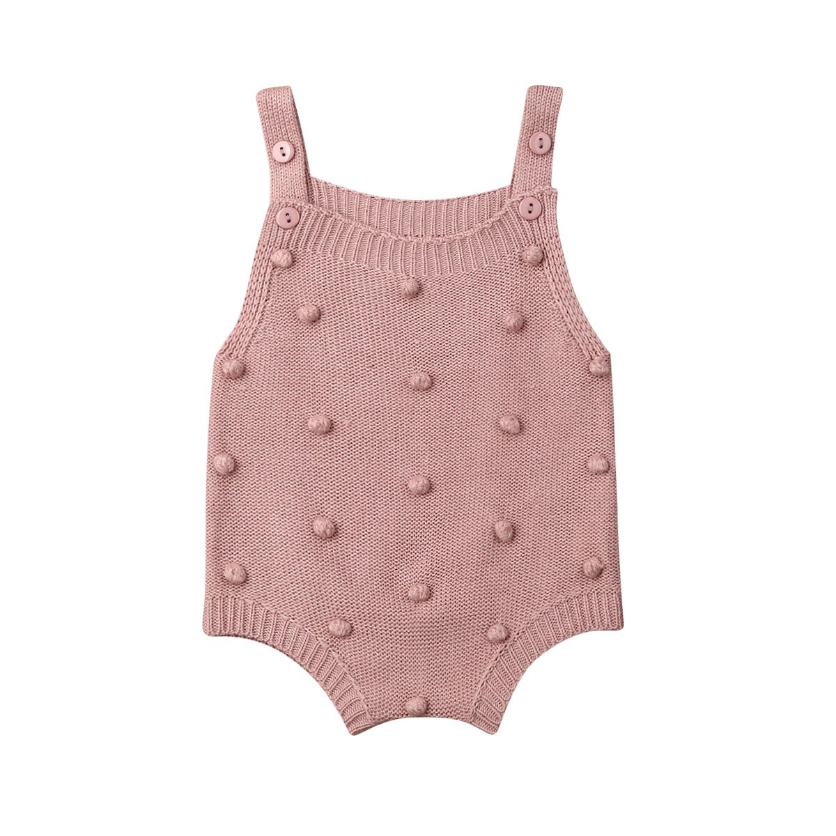 Pudcoco Gebreide Mouwloze Romper Pasgeborenen Baby Jongen Meisje Vest Babygrow Jumpsuit Winter Kleding Overalls Dots Outfits: Roze / 3M