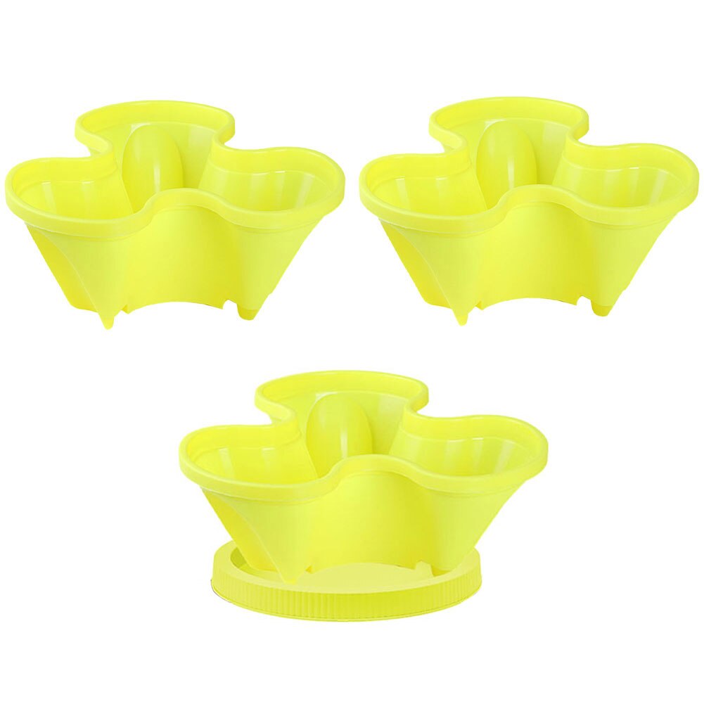 3PCS Stackable Flower Tower Multi-Layer Plant Pot Vertical Combination Planter Three Petal Plastic With Tray For Garden Balcony: Yellow