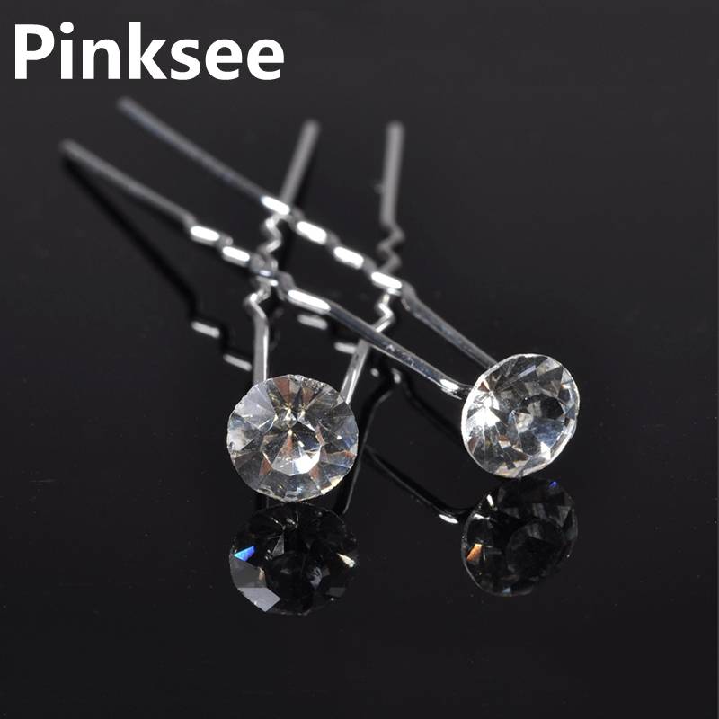 10Pcs Sliver Wedding Bridal Hair Pin Clear Crystal Rhinestone Haarspeld Clips Vrouwen Haar Sieraden Clip Tool Gratis