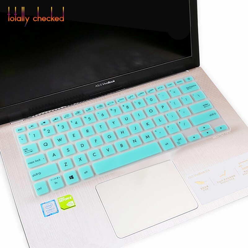 Laptop Keyboard Cover - Ultra-thin Silicone Skin for Asus Vivobook 14 X420 Series - Waterproof & Dustproof: White Blue