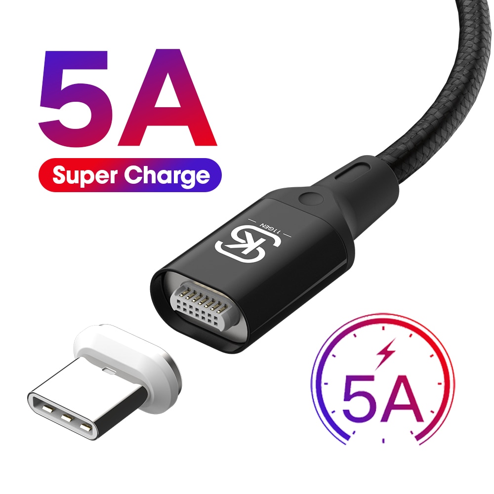 SIKAI 11 Gen 5A Magnetic Cable for iPhone Xiaomi Oppo Fast Charging USB Cable Magnetic Charger Wire Cord for Samsung Huawei