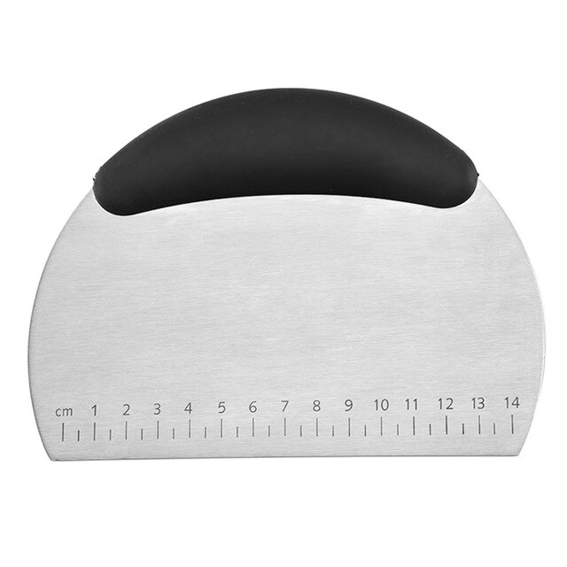 Edelstahl Kuchen Schaber Gebäck Schneider Mit Skala, Backen Kuchen Kochen Teig Cutter Schaber Fondant Spatel: Schwarz