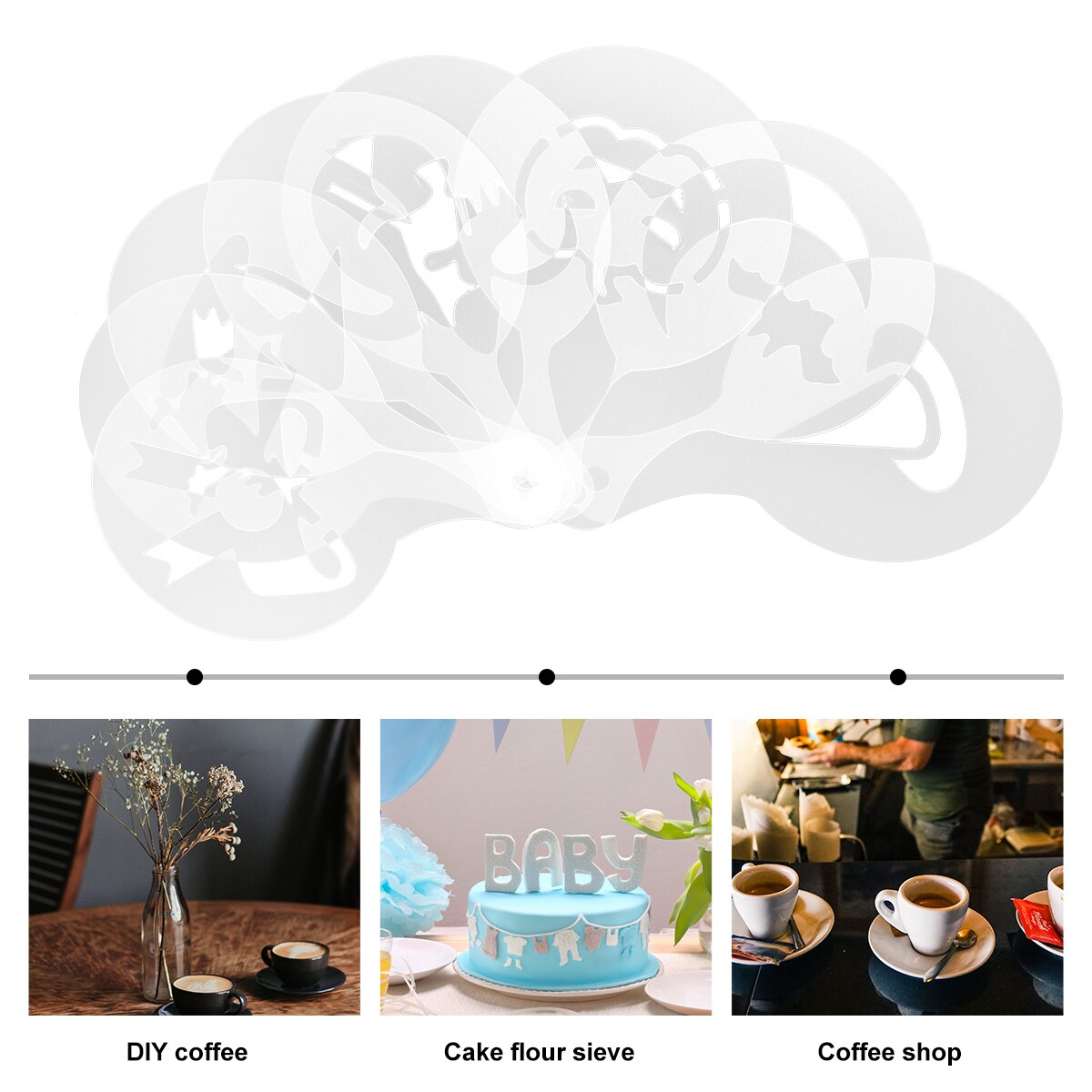 32pcs Coffee DIY Latte Cappuccino Milk Foam Template Printing Model Stencils for Bar