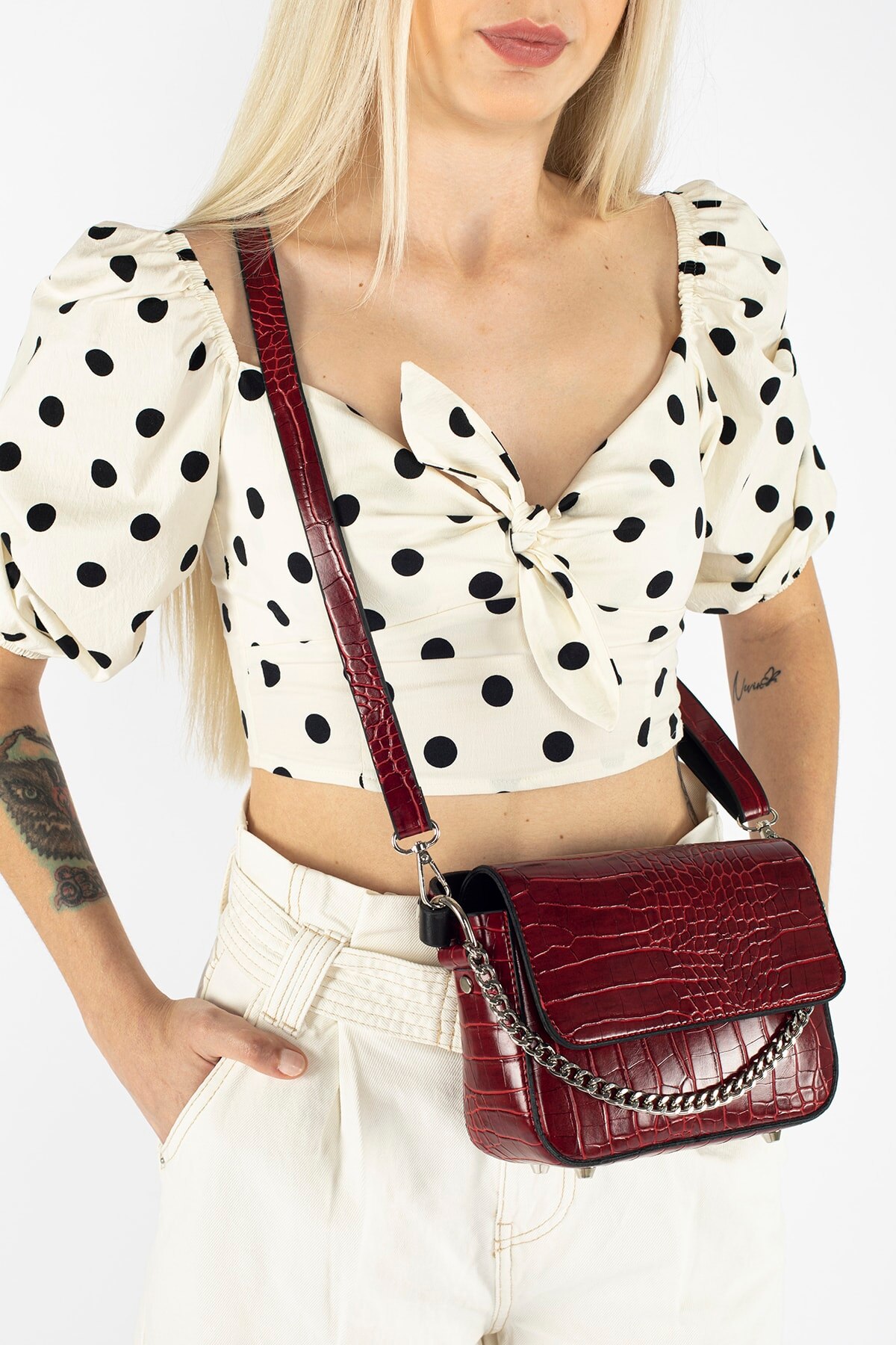 Croco Vrouwen Flap Chain Cross Handtas Zwart Bruin Rood Voor Vrouwen Handtas: Rood