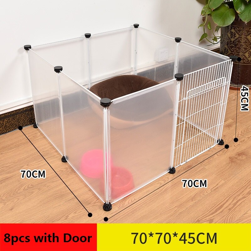 DIY ogrodzenie dla zwierząt 45*35cm plastikowa sieć klatka dla psa hodowla dowolna kombinacja ogrodzenia dla psów dom dla szczeniaka zwierzęta domowe są małe zwierzę klatka dla królika psia buda: 8szt z Door