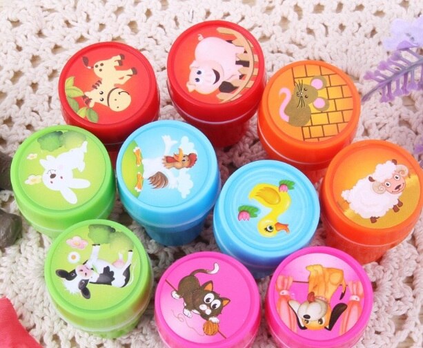 Ronde Multicolor Fun 10 Pcs Leuke Panda Kind Diy Scrapbook Kids Stempel Cartoon Stempels Scrapbooking Beloning Speelgoed: farm