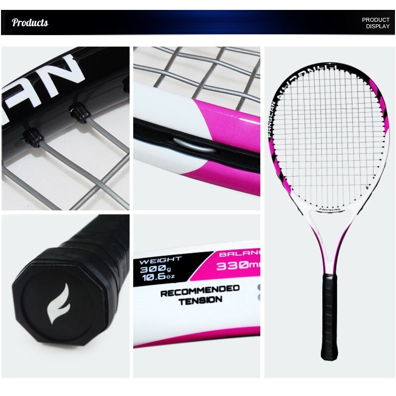 Tennis Racket Blue Pink Carbon Integration Tennis Rackets Training Racquet Sports Man Woman Tennis Racket With Bag