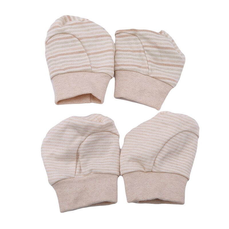 Newborn Protection Face 100% Cotton Anti Scratching Gloves Foot Cover Baby Striped Glove Cartoon Pattern Anti-grasping Gloves
