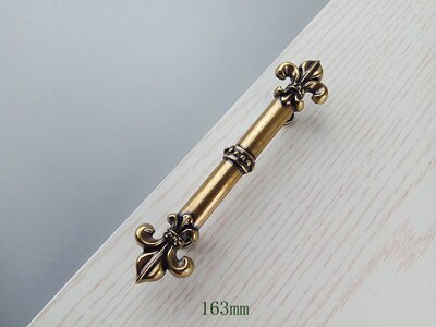 European Bronze Furniture Hardware Handles Kitchen Cabinets Sliding Door Round Knobs Drawer Wardrobe Cupboard Push Pull Handle: 163mm