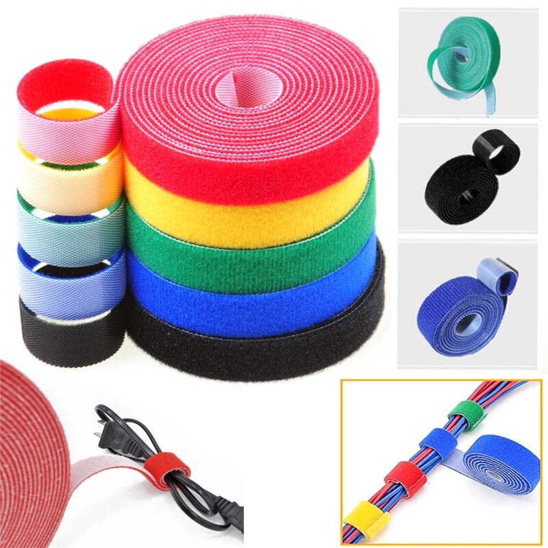 Bande velcro auto-adhésive, 5 mètres/rouleau, 10mm, attaches solides réutilisables, boucles de câble, ruban magique, accessoires de bricolage