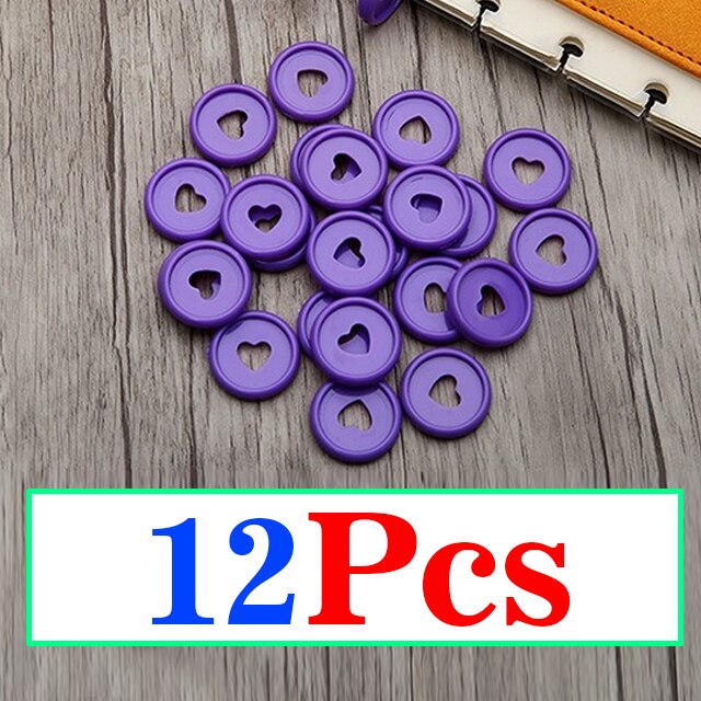 Anneau de liaison en plastique 35MM, trou en forme de champignon, disque à 360 degrés pour bricolage, fournitures scolaires et de bureau: 12Pcs-purple