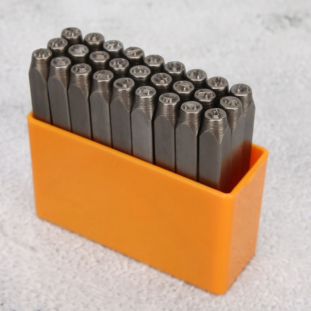 Punzón de letra SetCarbon SteelChrome-De cuero Chapado en joyería de madera de suministros sello golpe herramienta