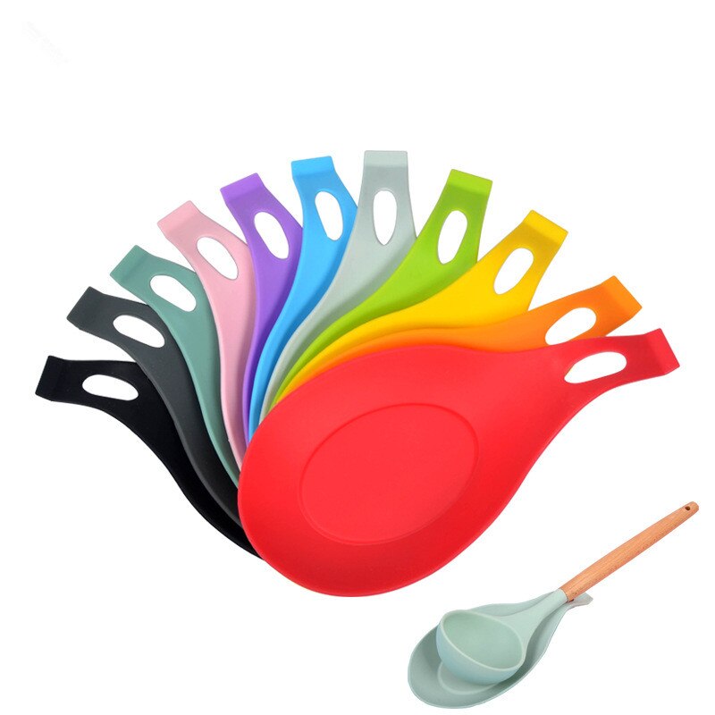 Silicone Spoon Shelf Insulation Heat Resistant Spoon Tray Holder Drink Glass Coaster Tray Spoon Pad Kitchen Accessories
