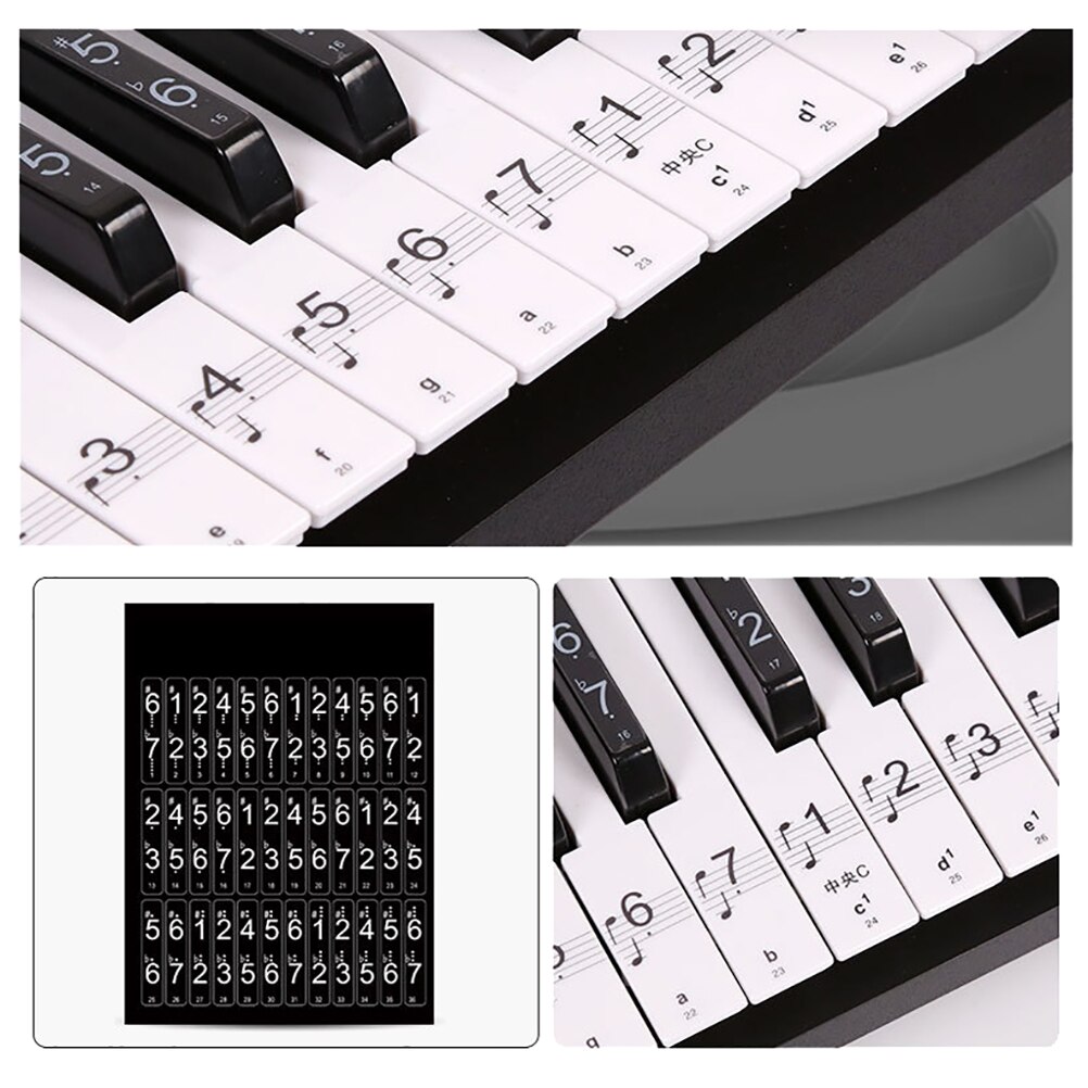 1 ark piano keyboard 54/61 tangenter elektronisk keyboard 88 tangenter klistremerker musikkdekal etikett note learn biginners barn