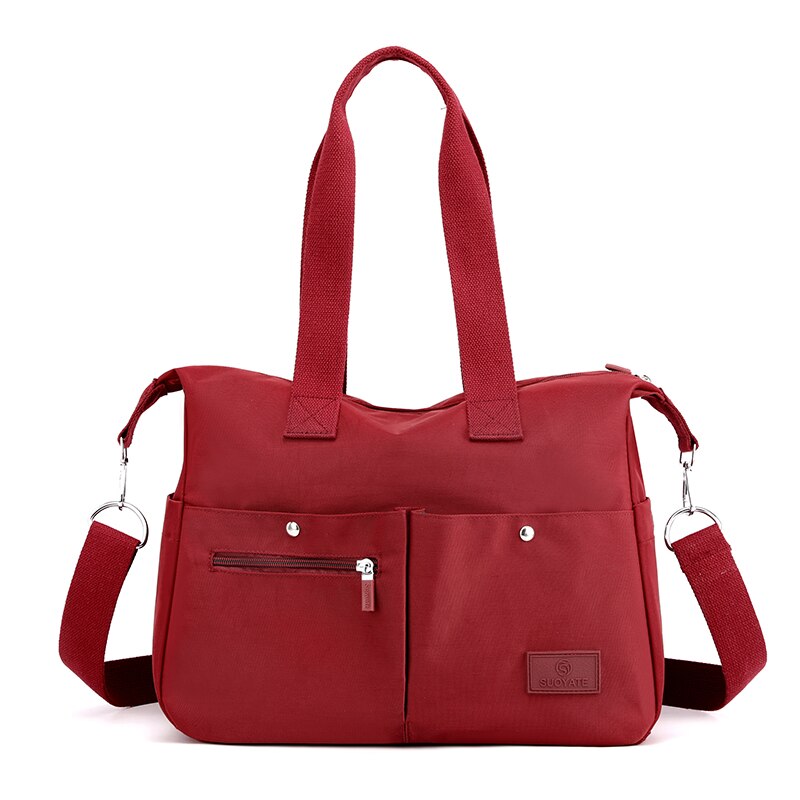 Borse da donna in Nylon di grande capacità borsa a tracolla Shopping impermeabile borse a tracolla Tote Casual multi-tasca: Rosso