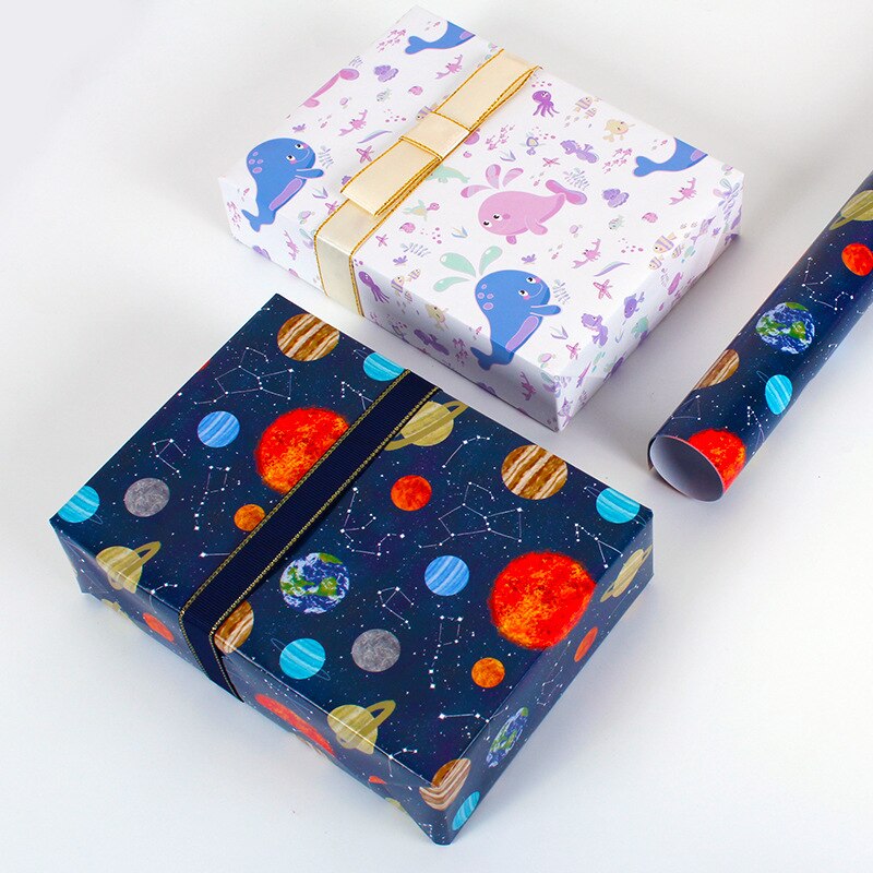 10pcs/lot Cartoon Print Wrapping Papers Year Christmas Kids Birthday Wrapping Papers for packing