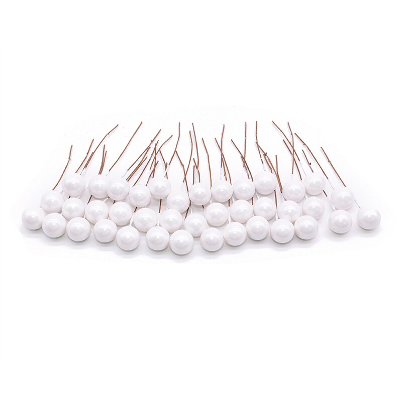 50 stuks Mini Schuim Meeldraden Bloemen Kunstmatige Pearl Cherry Bessen Wedding Christmas Party Decoratie DIY Geschenkdoos Krans Accessorie: F18