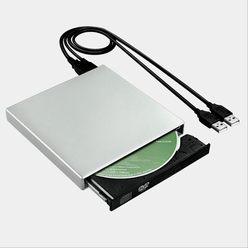 IMice USB 2.0 Draagbare Ultra Slim Externe Slot-in DVD-RW CD-RW CD Dvd-speler Drive Writer Brander Optische drive brander voor PC: silver