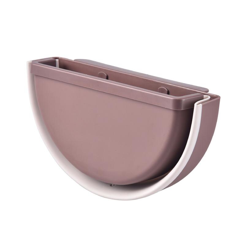 Folding Waste Bin Kitchen Cabinet Door Hanging Trash Can Recycle Bin Wall Mounted Trash Can For Bathroom Toilet Waste Storage: brown