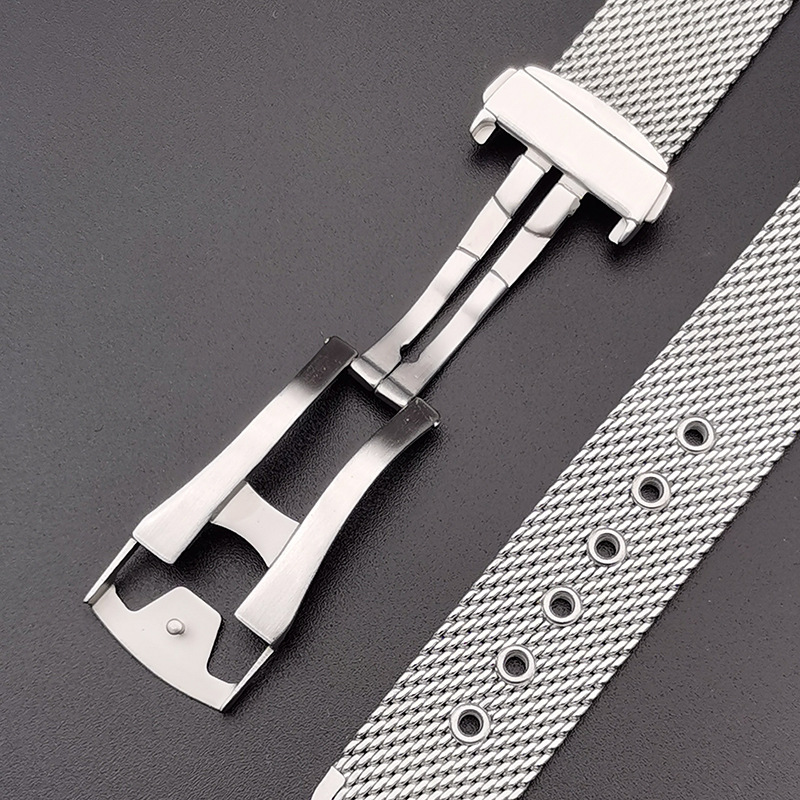 Bracelet de montre milanais en maille pour montre Omega Seamaster 007, métal haut de gamme en acier inoxydable avec fermoir pliant papillon 20mm 22mm