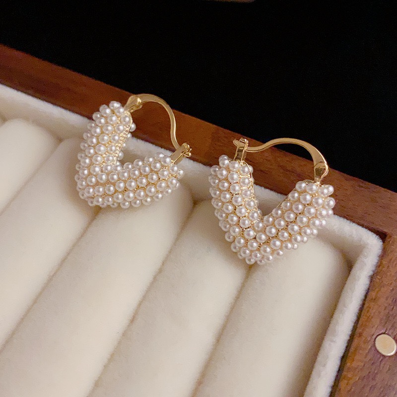 Koreanische neue Schmuck weiße Perle Tasche U-förmige Korb Ohrringe elegante Frauen tägliche Arbeit Accessoires: Silber überzogen
