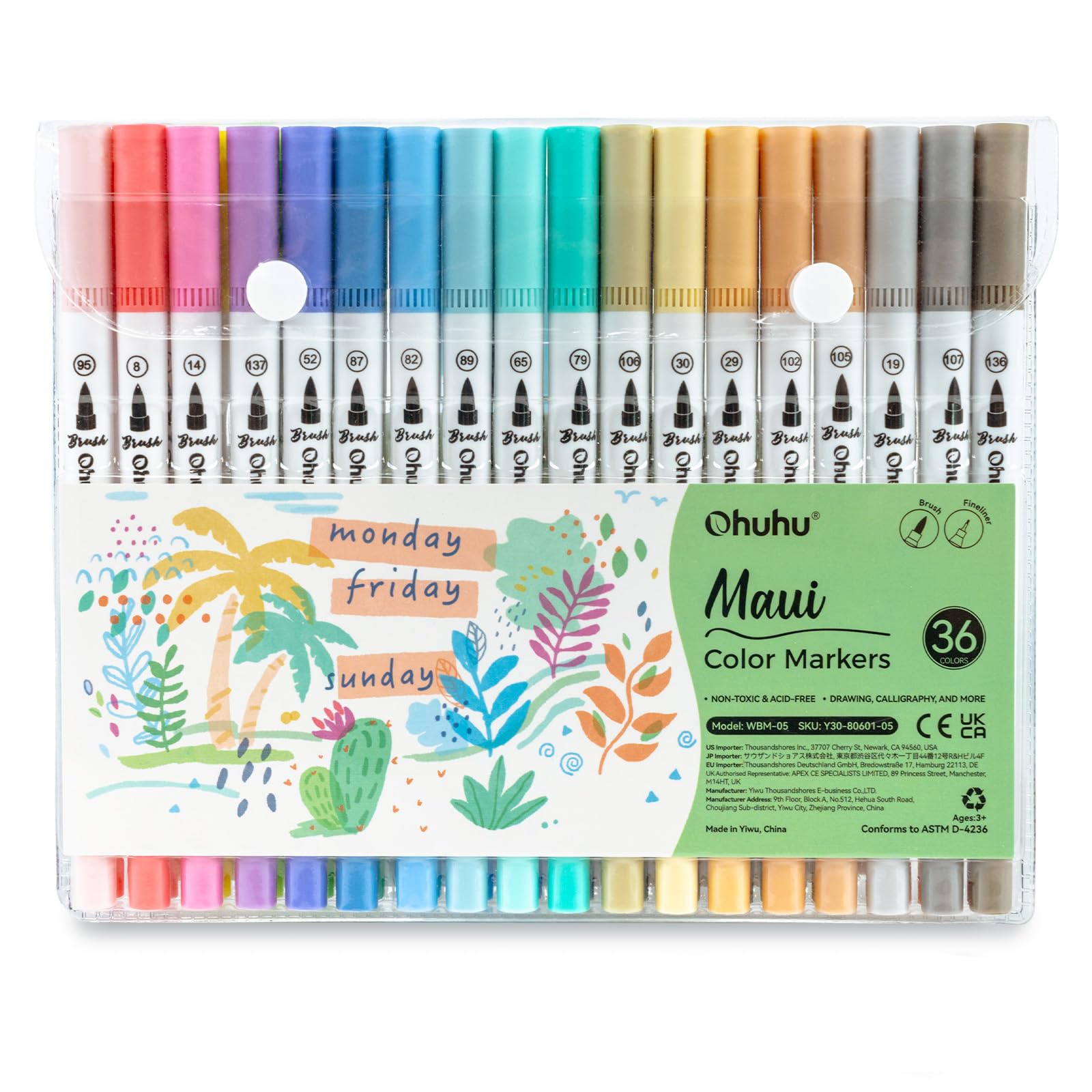 Ohuhu marcadores de arte de doble punta, juego de marcadores de línea, bolígrafo de Color agua, pincel para colorear, delineador fino, pintura, dibujo, suministros escolares: green