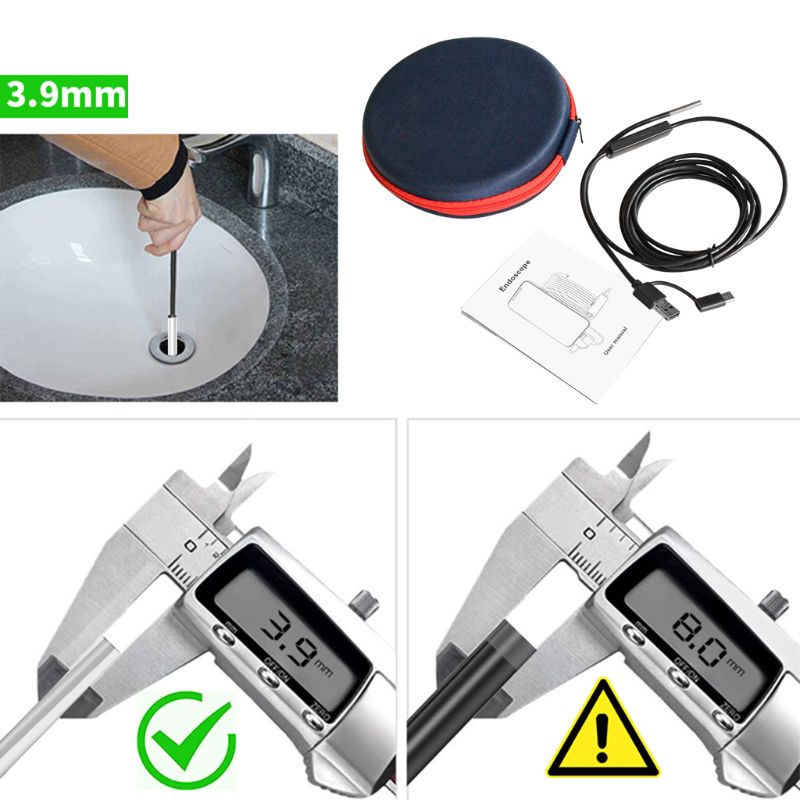 Endoscope USB 3 en 1, Endoscope 3.9mm étanche pour téléphone Android, PC Windows et Mac qyh