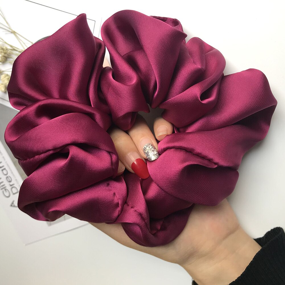 Overdimensionerede scrunchies store gummihårbånd elastiske hårbånd girs hestehaleholder glat satin scrunchie kvinder hår tilbehør