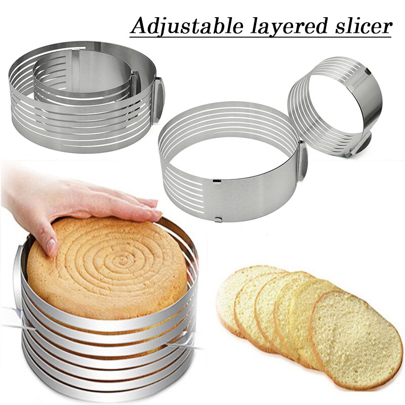 Layer Cake Cutter Slicer Rvs Verstelbare Intrekbare Ronde Brood Cake Ring Slicer Bakvorm DC112