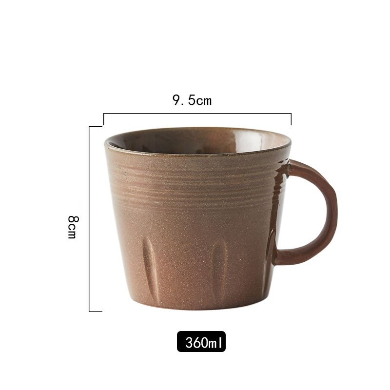 Raw Clay Coffee Mug 360ml Original Ceramic Coffee Mug Simple: brown