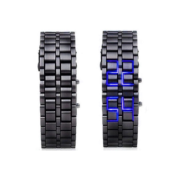 Man Vogue Lava Style Led Digitale Horloge Met Sluiting Metalen Band Xin