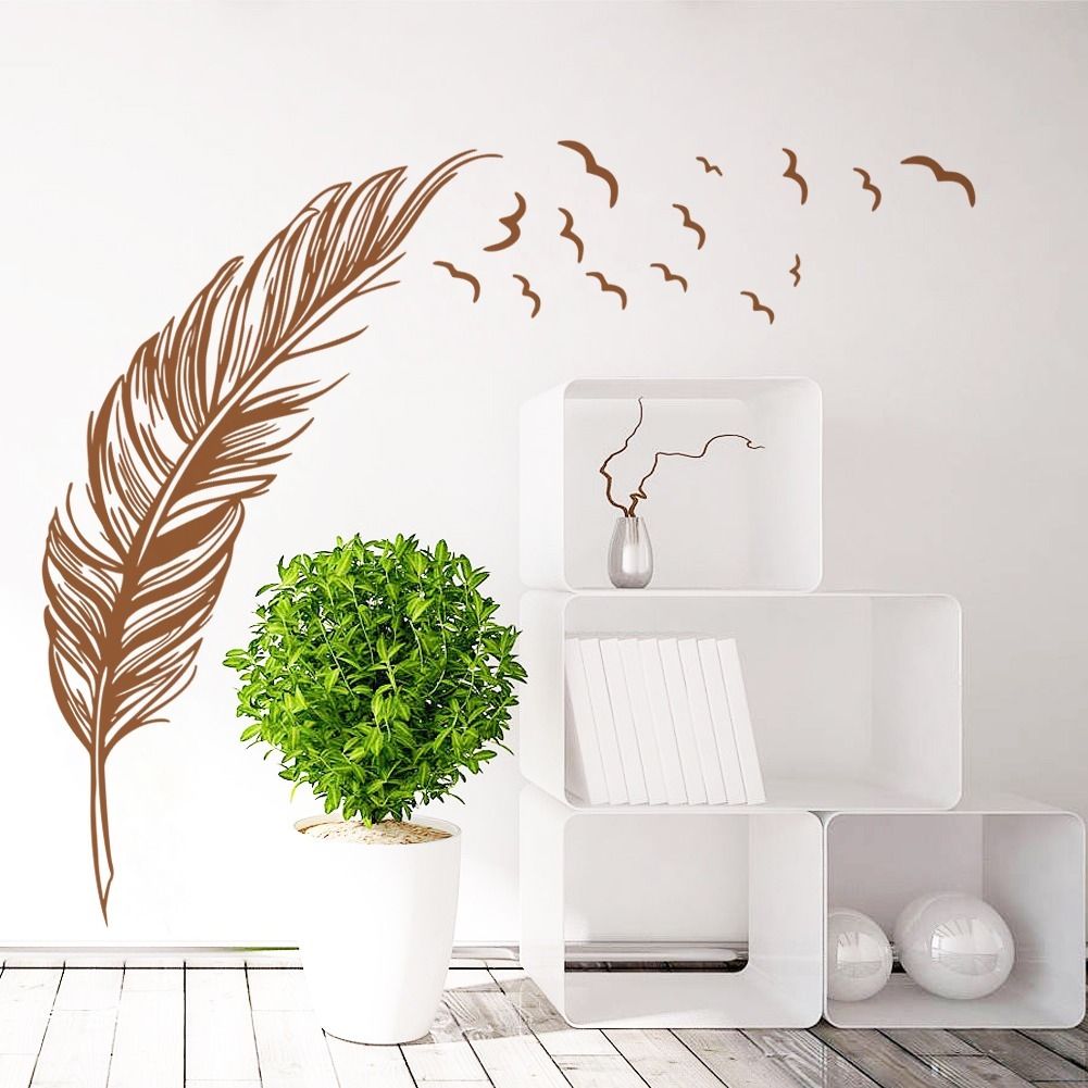 Large Birds Flying Feather Removable Wall Sticker Vinyl Art Decals Living Room Decor