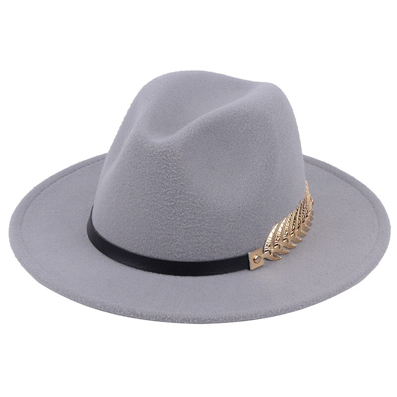SLECKTON Fedoras Hats for Women Casual Girl Panama Jazz Cap Ladies Woolen Top Hat Men Bowler Hats Unisex Gorras S1078: Light Grey