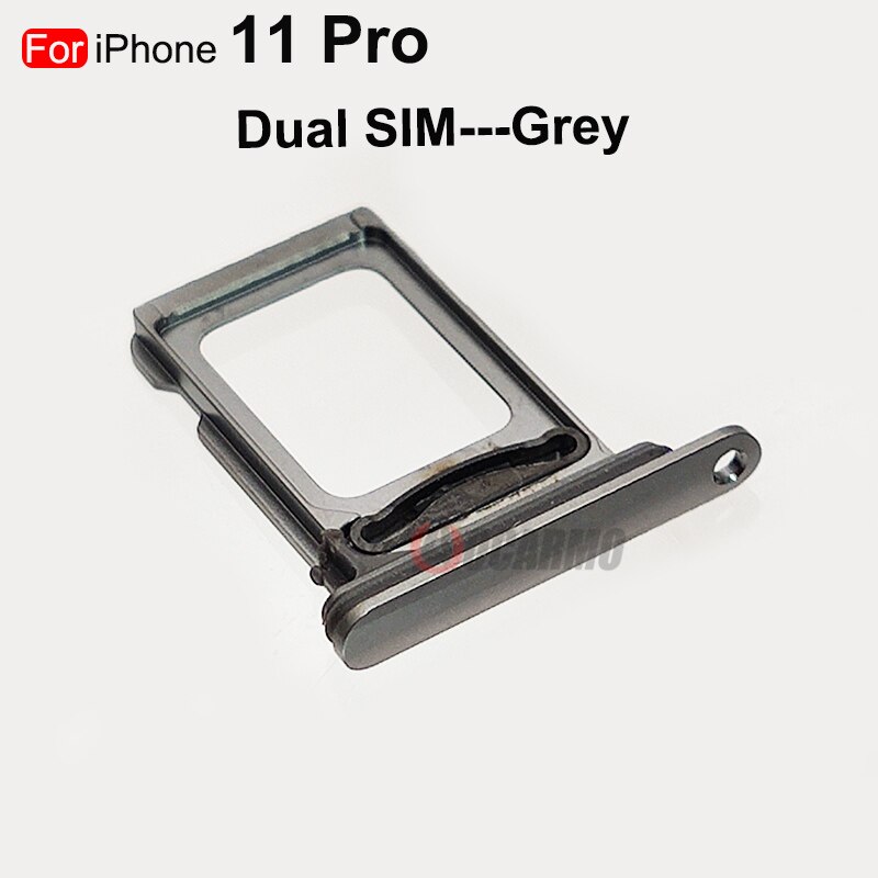 Aocarmo 10 sztuk/partia podwójna karta Sim dla iPhone 11 zawodowiec pojedyncze gniazdo karty SIM taca uchwyt adapter gniazdo części zamienne: 10szt -Dual---szary