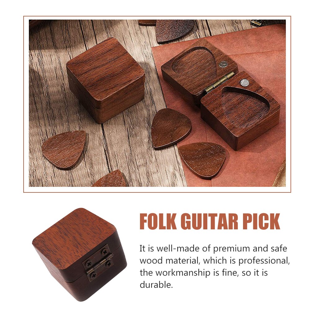 1 Set Guitar Picks with Wooden Case Electric Guitar Picks Instrument Accessories