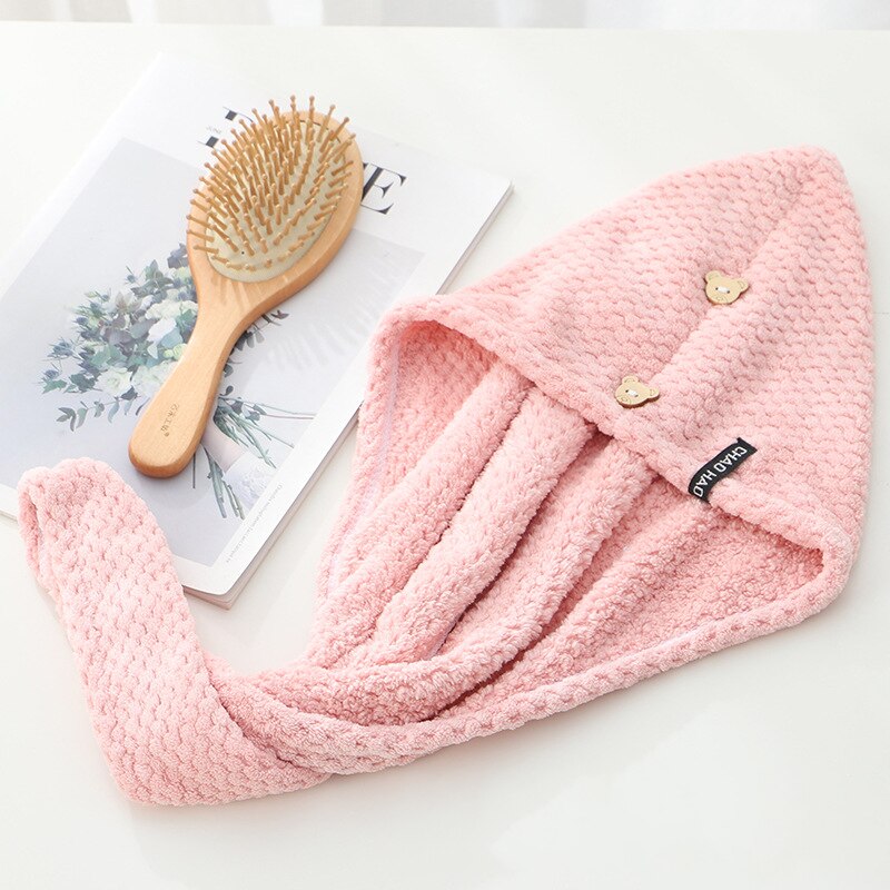 High-Density Verdikte Droog Haar Cap Droog Haar Handdoek Absorberende Douche Cap Ananas Rooster Coral Fleece Handdoek Wrap tulband: Orange