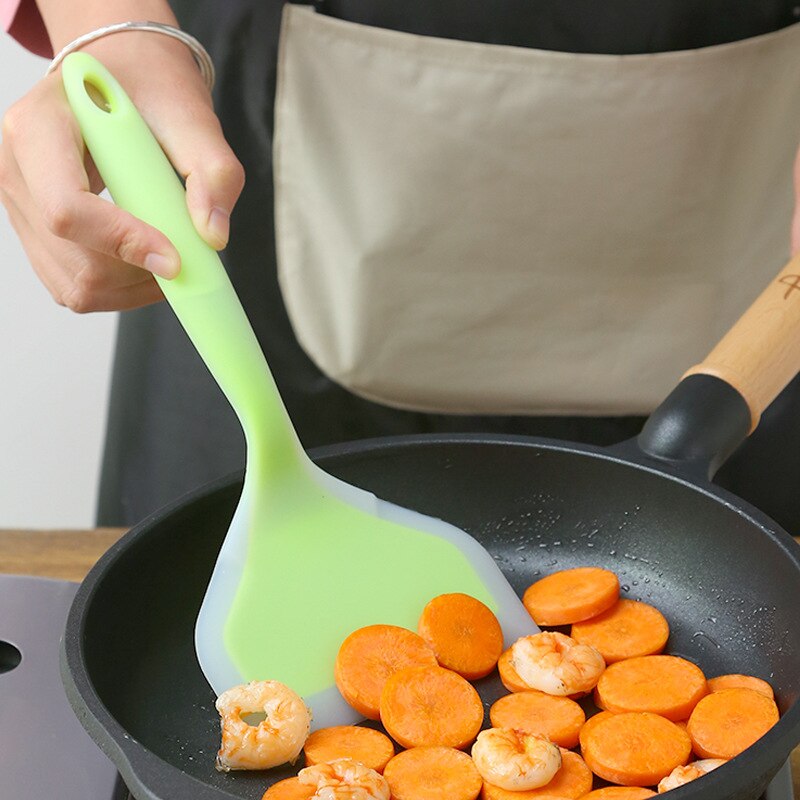 Silicone Heat-Resistant Non-Stick Pan Spatula Resin Pizza Shovel Meat Egg Scraper Turner Food Lifter Home Kitchen Cooking Tools