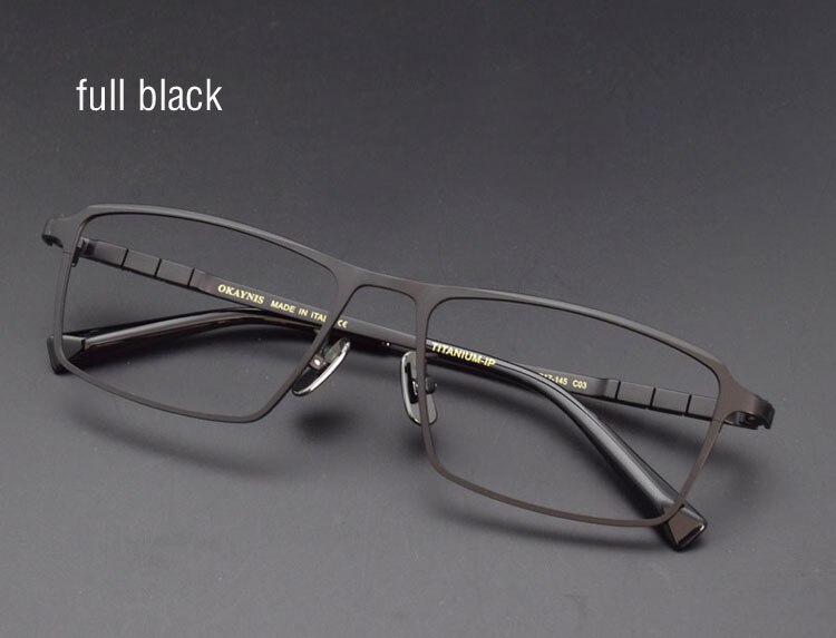 Montura de gafas de titanio puro para hombre, gafas graduadas de aleación de titanio, gafas plateadas súper ligeras, montura de gafas ópticas: full black