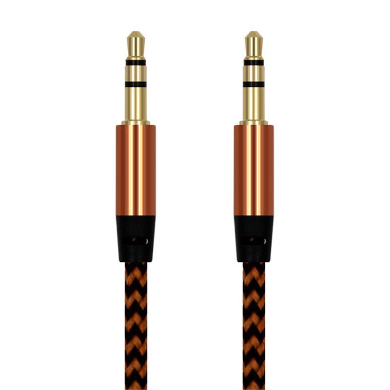 Cavo Aux in Nylon da 1m spina da 3.5mm Jack da maschio a maschio cavo Audio per Auto cavo di linea Kabel per IPhone MP3 IPad Xiaomi Computer: brown