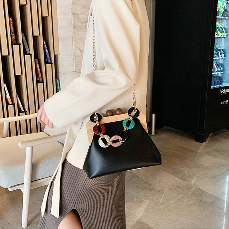 Ladies Hand Bag Clutch Purse Wedding Party Bag with Acrylic Handle Luxury PU Leather Women Shoulder Bags ZD1478