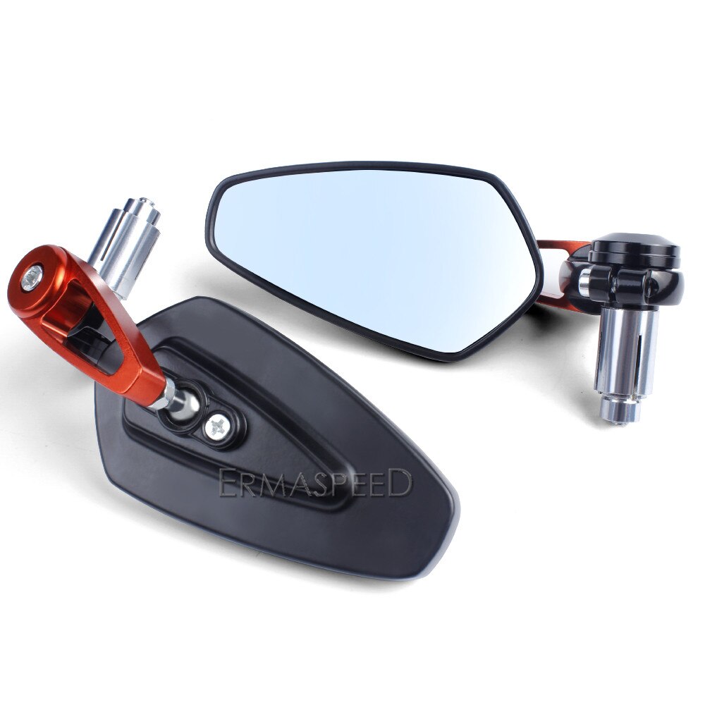 Espejos retrovisores CNC de 7/8 "y 22mm para motocicleta, cristal azul Universal, accesorios de espejo lateral para manillar de moto y Scooter