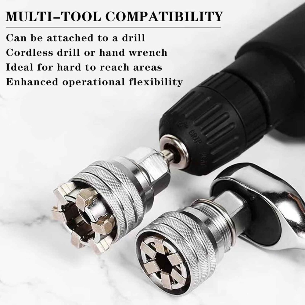 Set di chiavi a bussola universali multifunzione Testa esagonale 10mm-19mm Strumento di manutenzione universale Chiave dinamometrica a cricchetto