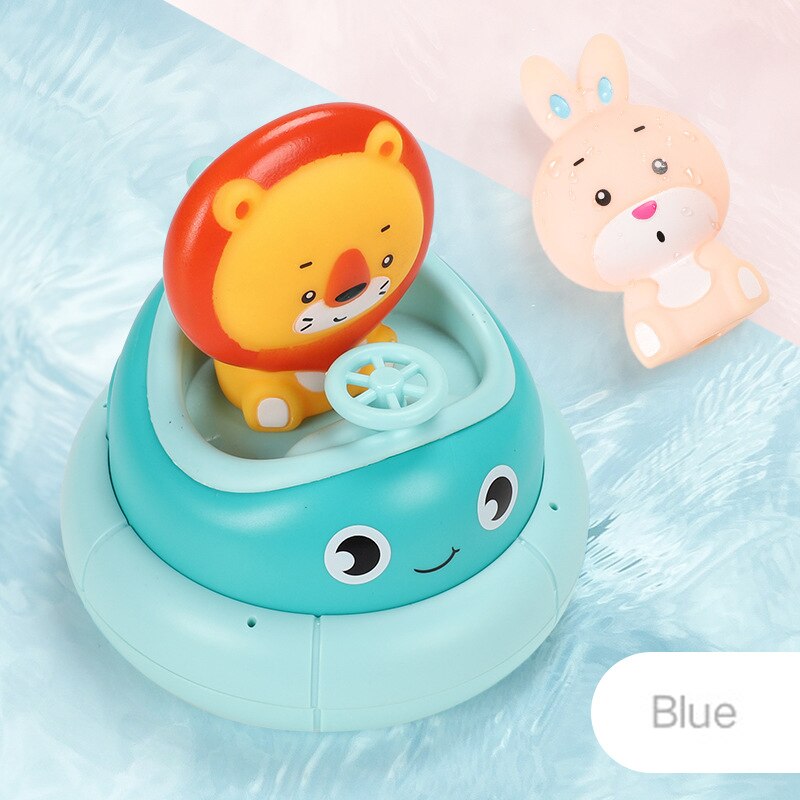 Baby Bath Toys Piscina Accessories Play With Water For Bathroom Duck Lion Rocket Seahorse Funny Water Game: Blue boat