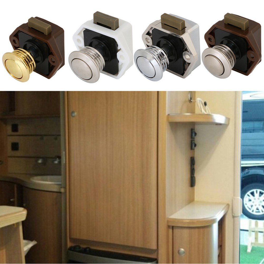 Cupboard Door Catch Lock Drawer Puller Button Caravan Lock Catch Aluminium For Home Decoration Hardware