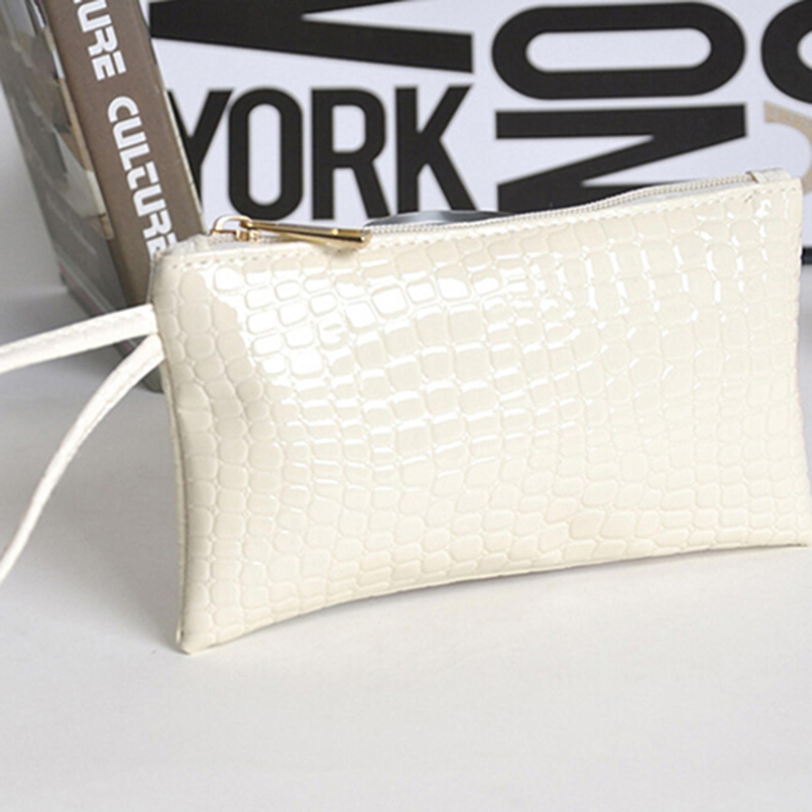 Sac à main en cuir PU pour femmes, pochette à poignet, portefeuille, porte-cartes, maquillage, petite pochette