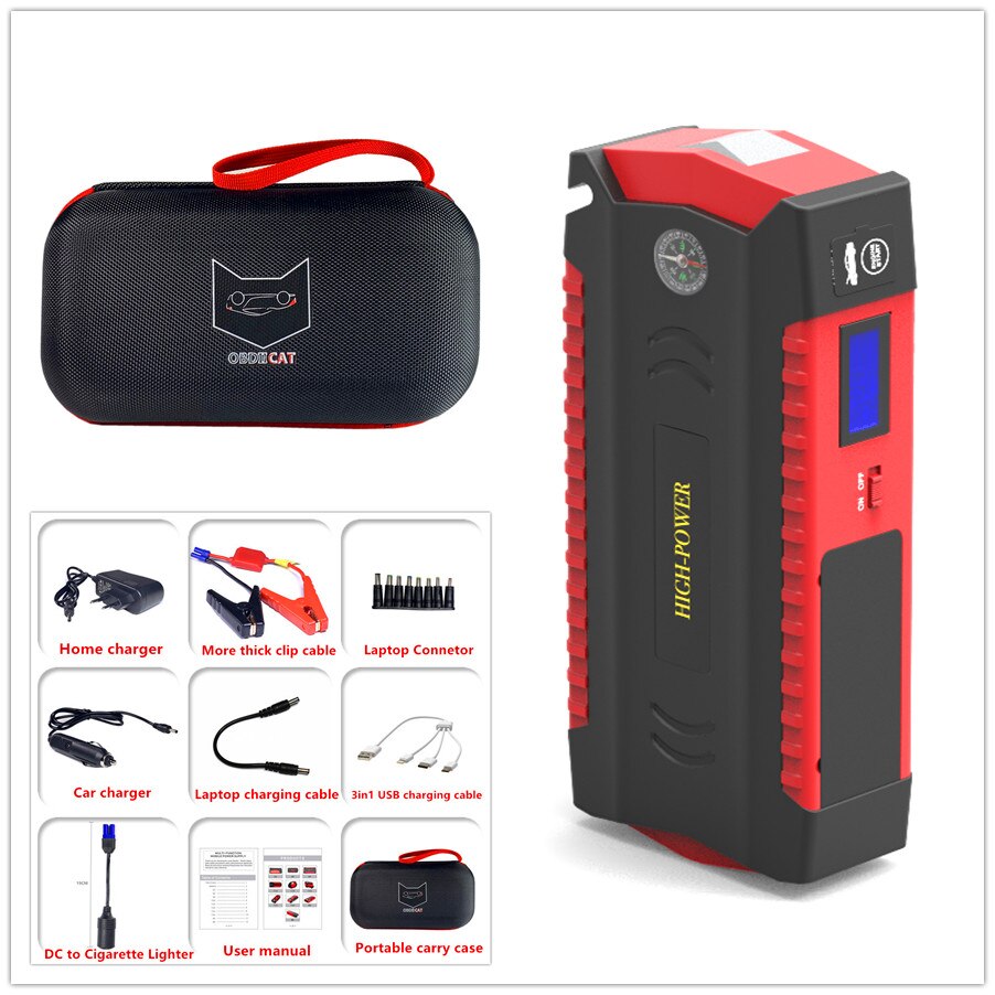 OBDIICAT-D9 Car Jump Starter Power Bank 12V 600A Auto Jump Starter Emergency Power Car Charger for Petrol and Diesel Cars