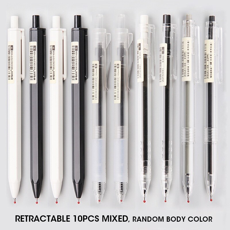M & G Einfache Nette Muji Stil Gel Kuli-einstellen 0,35 0,38 0,5mm Tinte Schwarz Gel Stifte für Büro schule Liefert Japanische Schreibwaren gelpen: 10 Stifte einziehbar