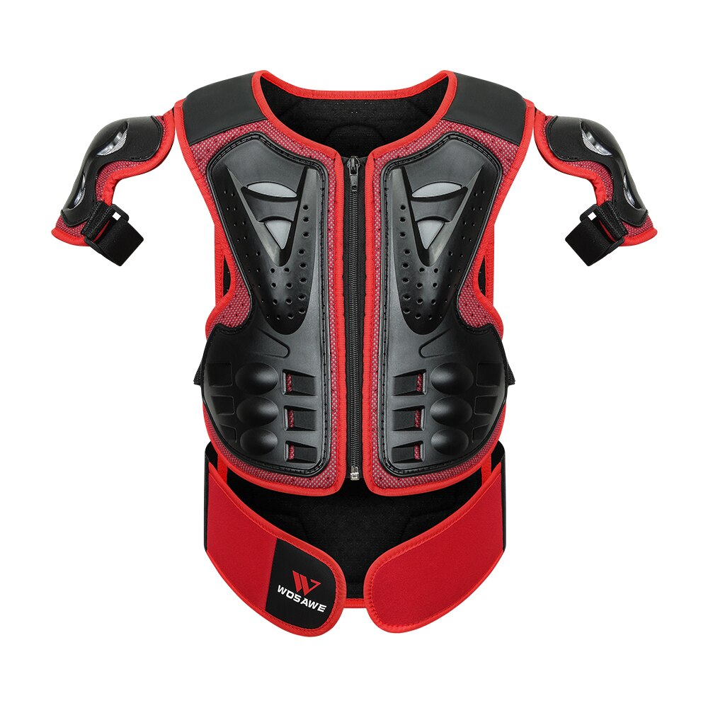 WOSAWE PE Hard Shell Children Electric Motorcycle Full Body Protect Armor Chest Spine Vest Kids Dirt Bike ATV Knee Protector: Jacket only Red