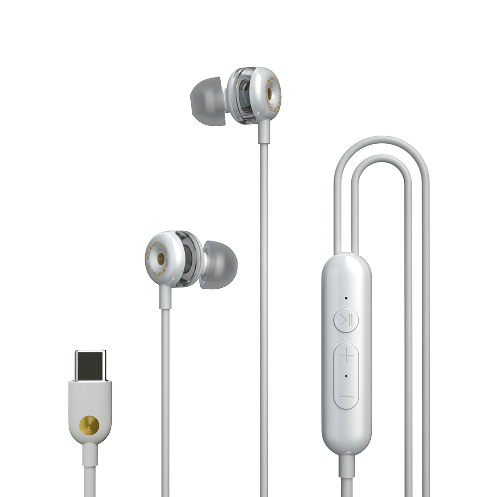 HiBy Digital XOE USB Type C 8mm DLC Diaphragm Dynamic Driver DSD Decoder In-Ear IEM Earphones Earbuds DAC ES9270C With HD MIC: WHITE